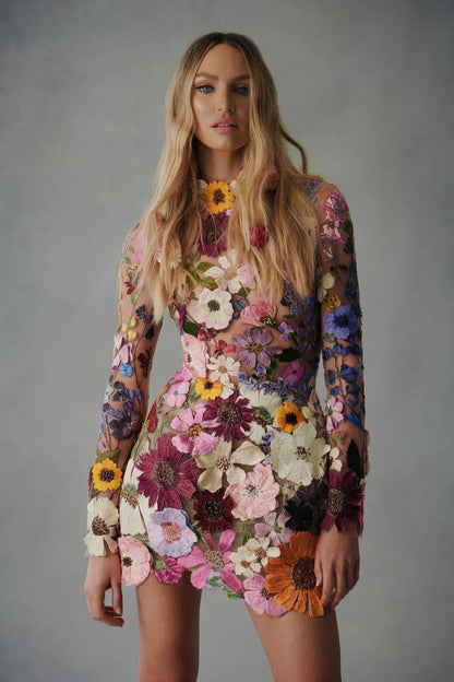 Bloem elegante midi jurk - Rox