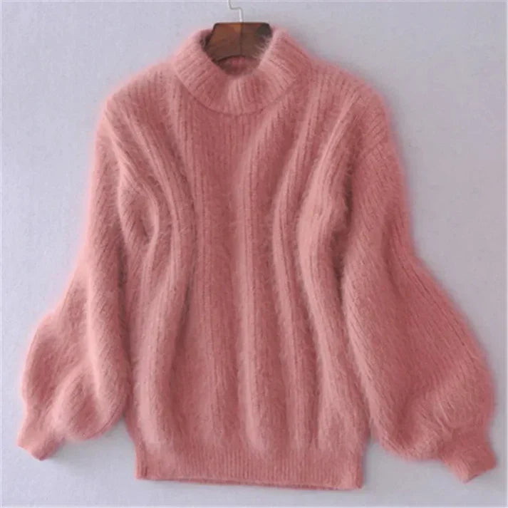 Taylor - los gebreide trui in effen kleur - vintage-angora-sweater