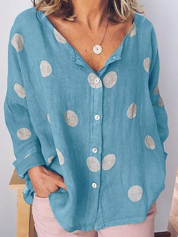 Trendy linnen blouse met stippenpatroon - casual &amp; modern