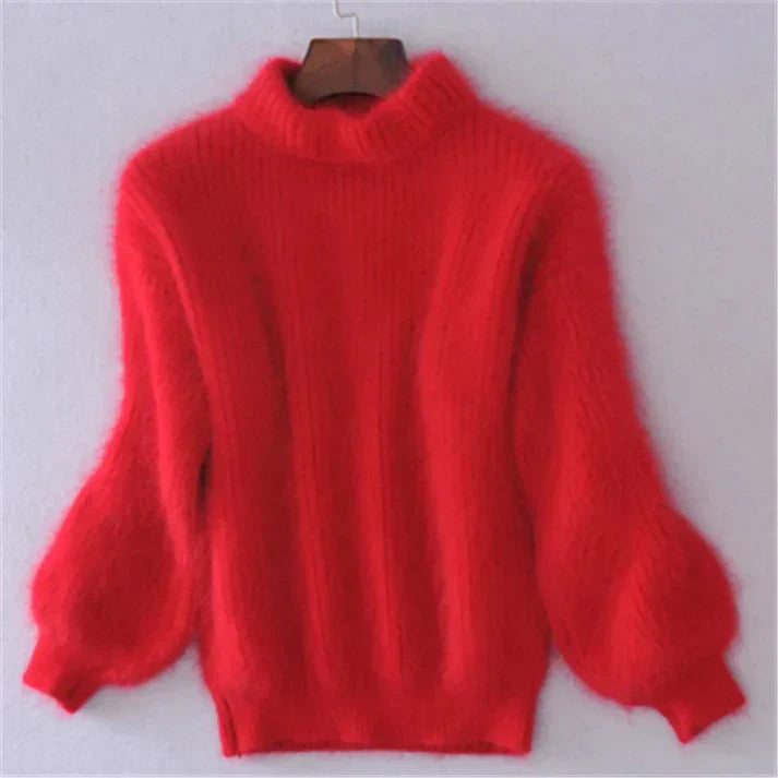 Taylor - los gebreide trui in effen kleur - vintage-angora-sweater