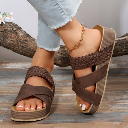 Ava™ orthopedische gevlochten zomer plateausandalen met kruisbandjes