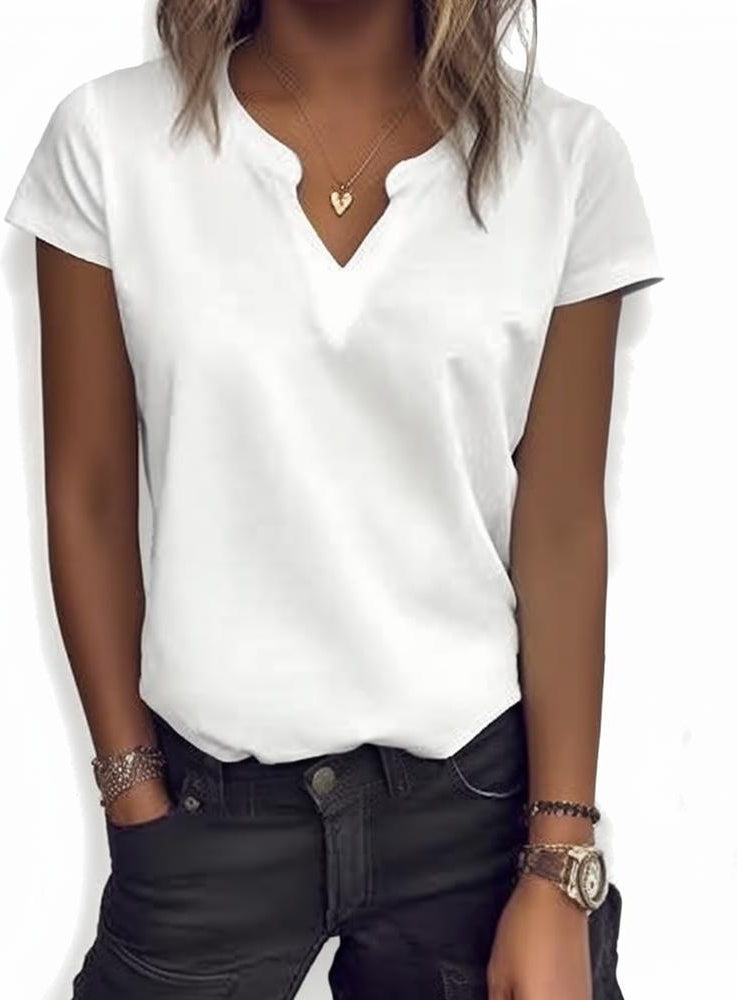 PureWear® - Effen witte basic top met korte mouwen