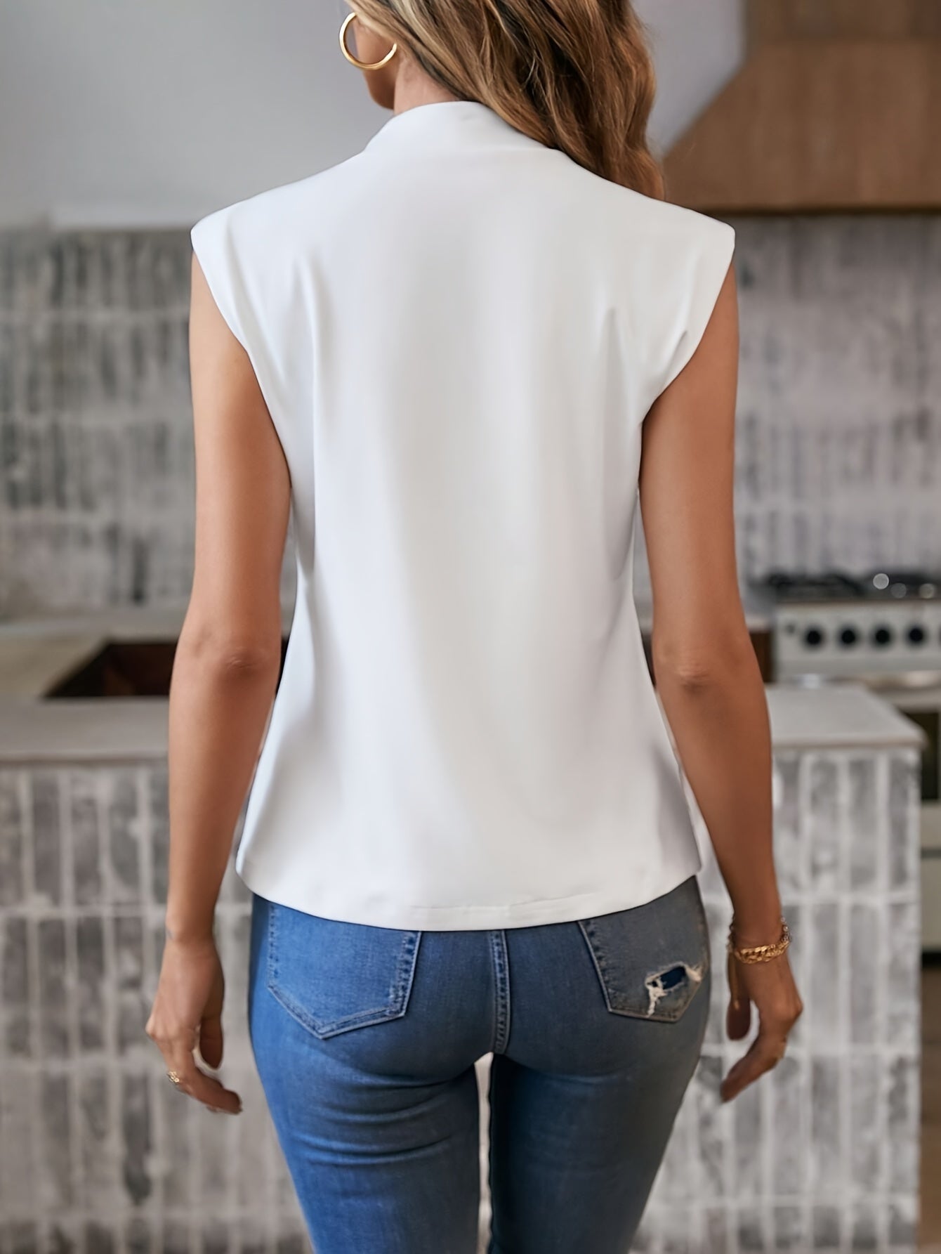 Witte mouwloze blouse - Clara