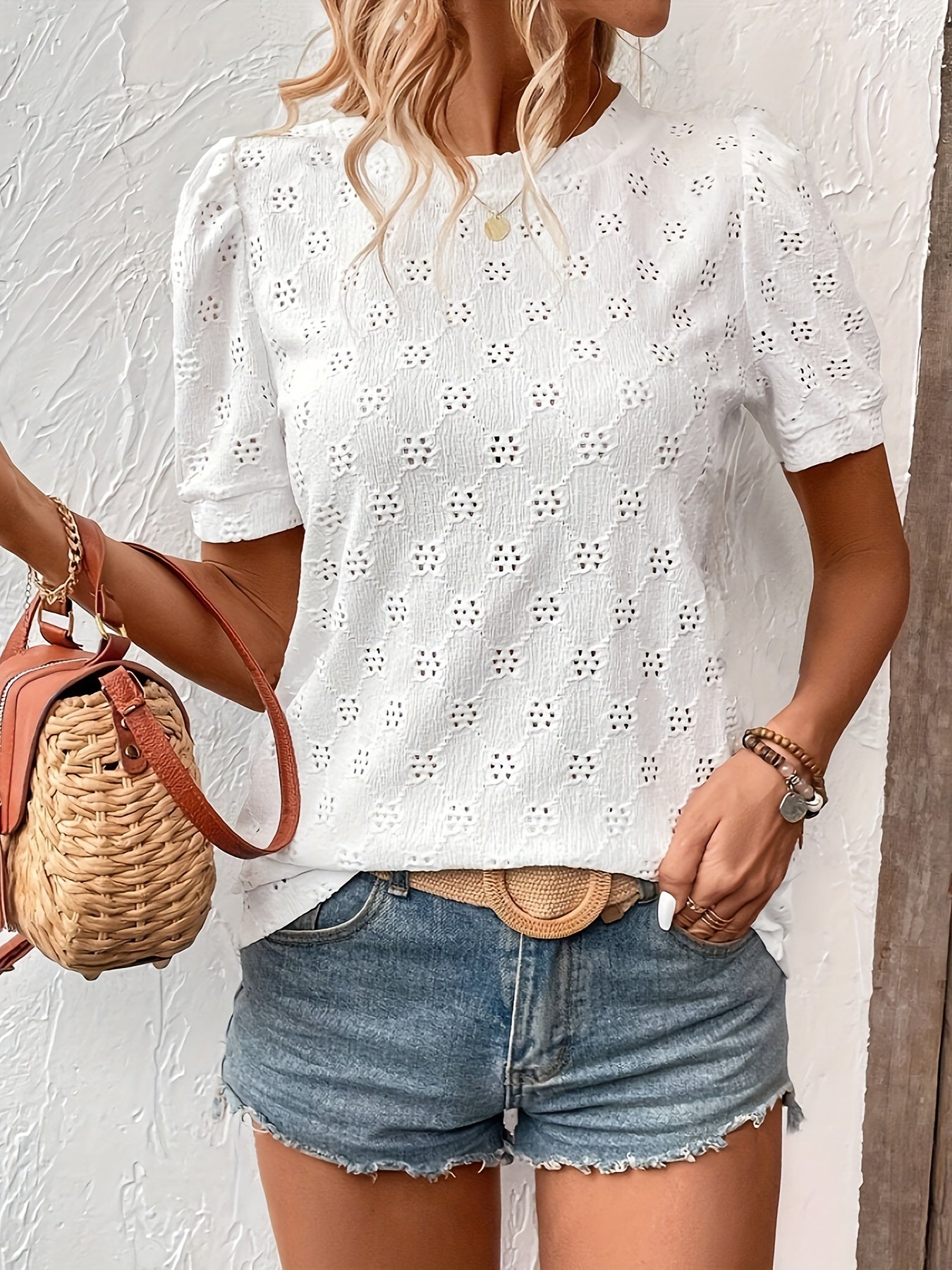 Witte blouse met geperforeerd patroon - Sophia