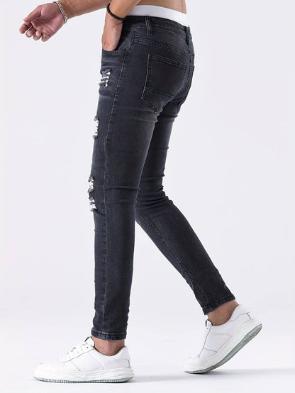 Sebastian - slim-fit jeans met casual scheuren