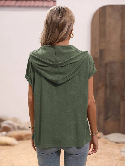 PureWear® - Groene hoodie met één kleur en korte mouwen