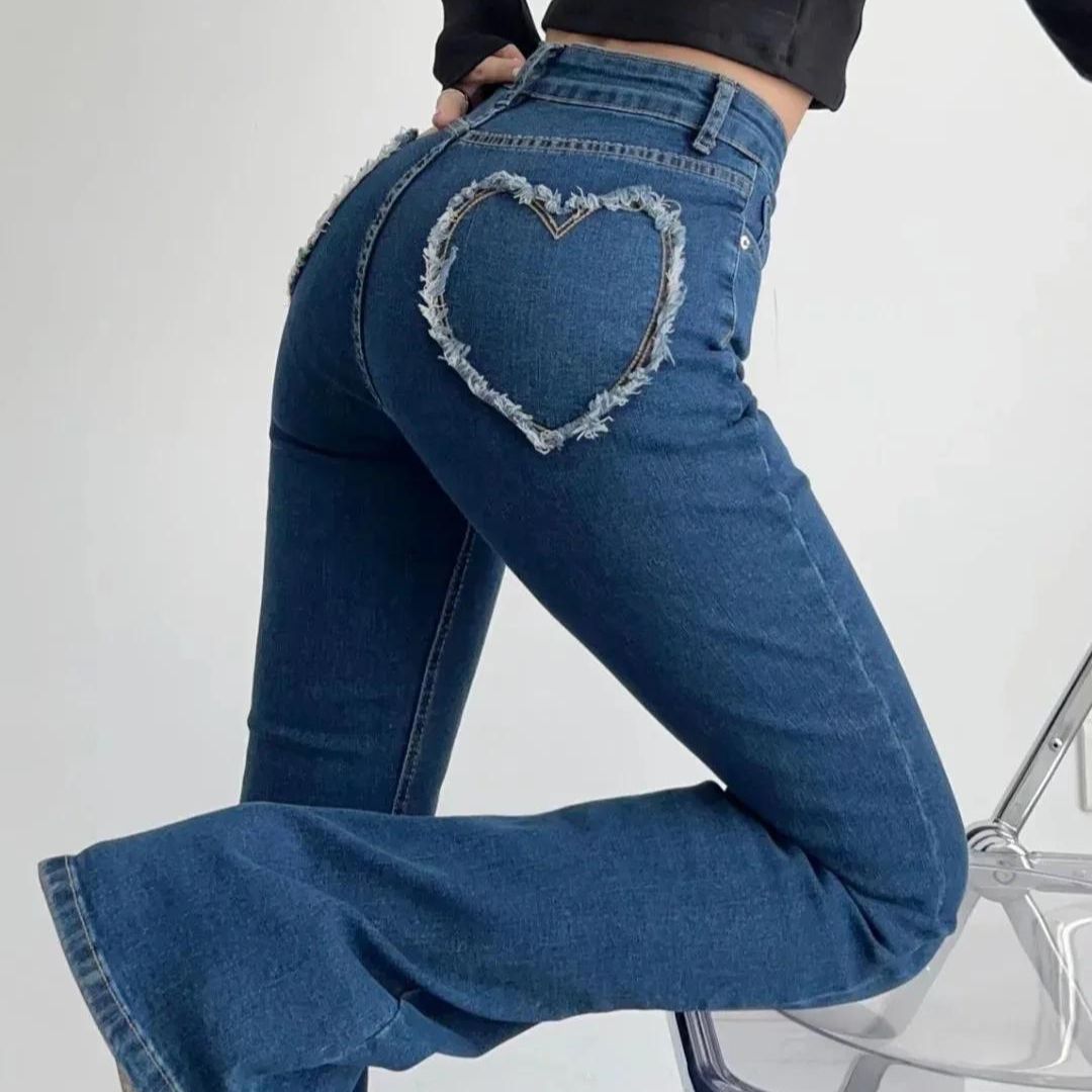 Ara | jeans met hoge taille en hartvormige franjes