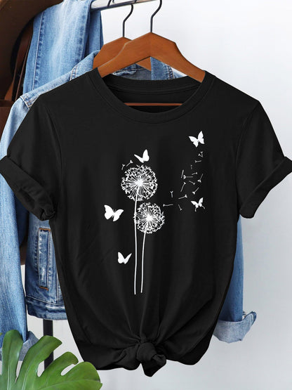 Zwart T-shirt met paardenbloemen - Helena