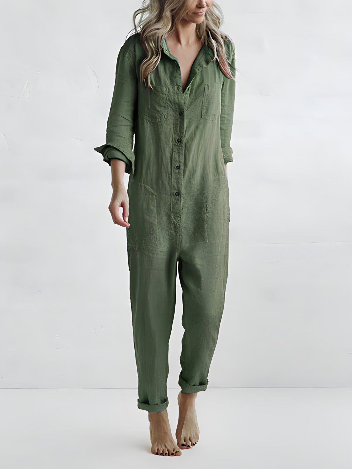 Casual jumpsuit met knoopsluiting