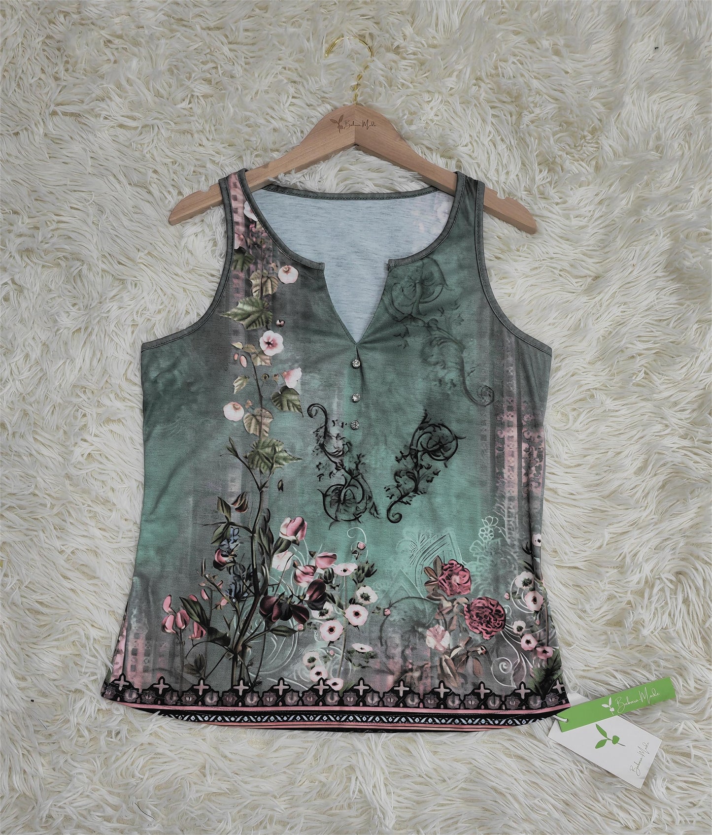 PureWear® - Waterverf bloem mouwloze tanktop