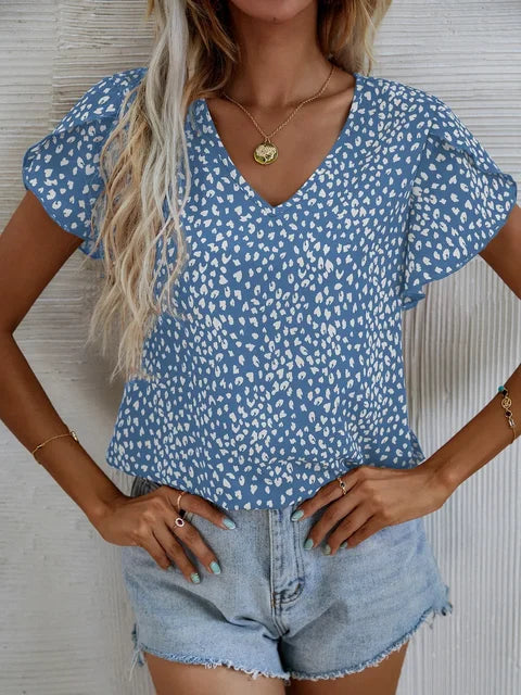 Blouse met paars patroon - Amelie