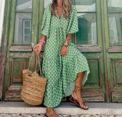 PureWear® - Bohemian Beauty Groene maxi jurk