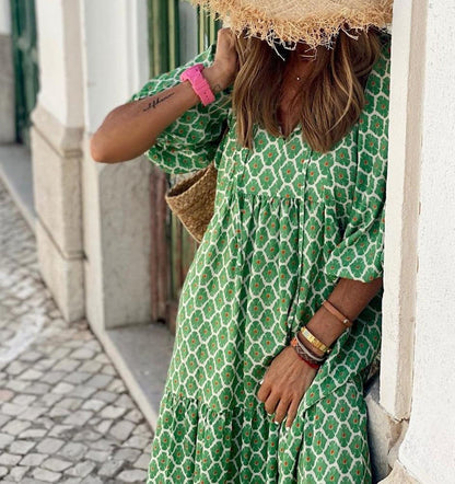 PureWear® - Bohemian Beauty Groene maxi jurk