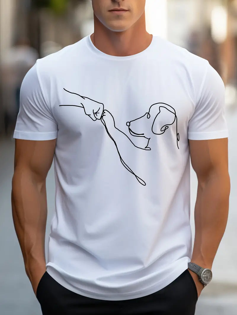 Robert - comfortabel T-shirt met ronde hals en hondenmotief voor heren