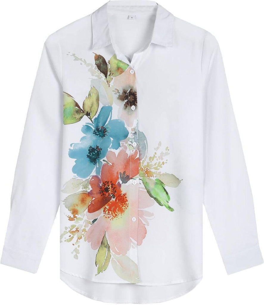 SpringStil® - Aquarel bloemknoopjes tuniek blouse