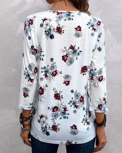 Elegante blouse met knopen met bloemenprint