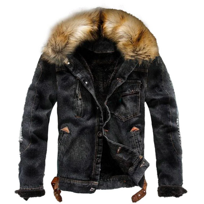 Rockefeller - Denim jack met sherpa rand