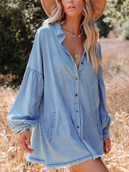 Elegante oversized denim overhemdjurk