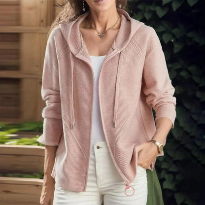 Eenkleurig roze sweatshirt met capuchon