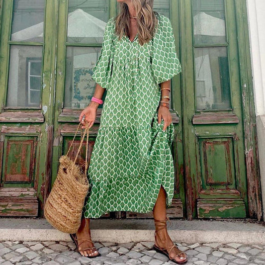 PureWear® - Bohemian Beauty Groene maxi jurk