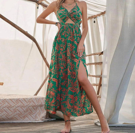 SpringStil® - Aantrekkelijke mouwloze maxi jurk met print