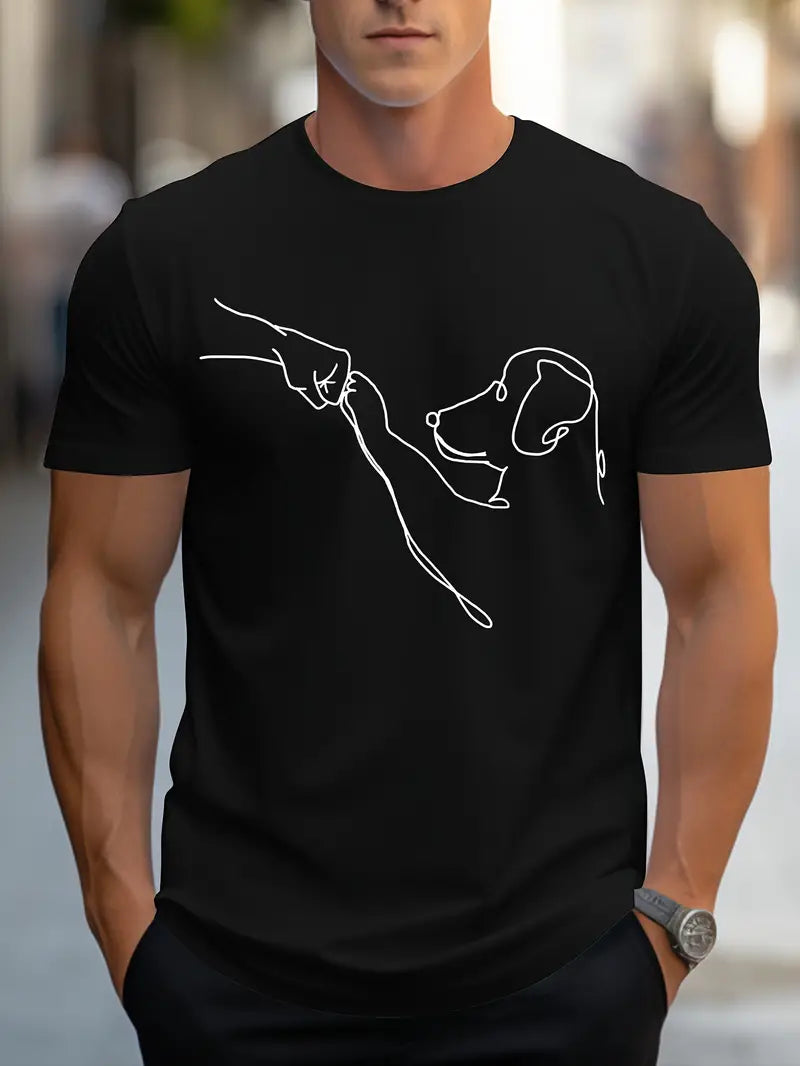 Robert - comfortabel T-shirt met ronde hals en hondenmotief voor heren