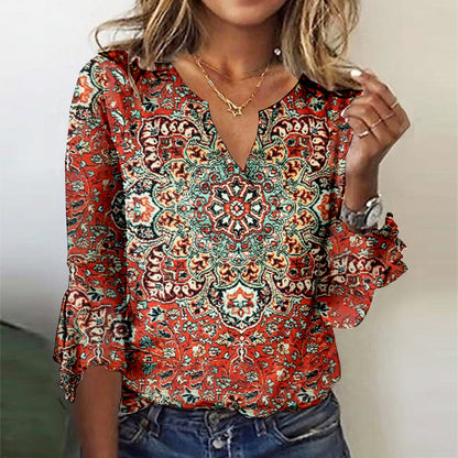 EcoExotica® - Mandala Herfstrood ¾ Mouw Top