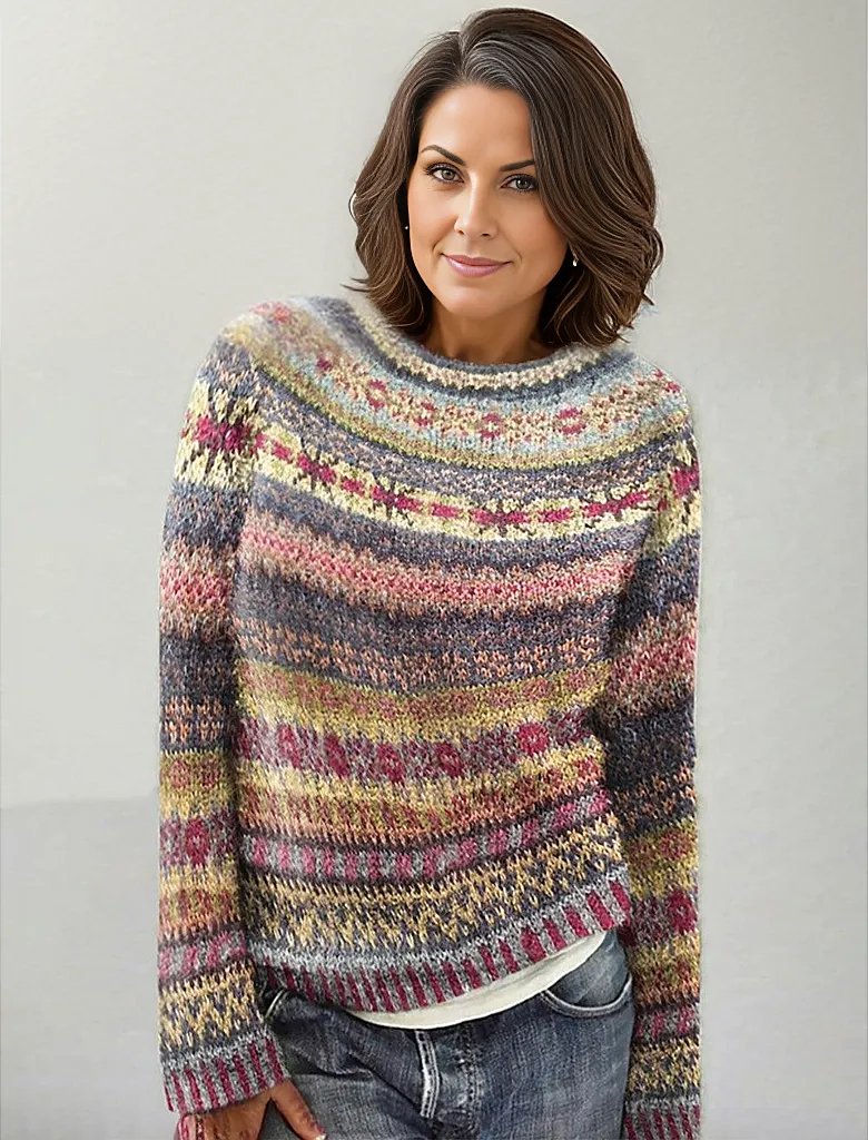 WinterTrend® - Elegante Multicolour Sweater met print