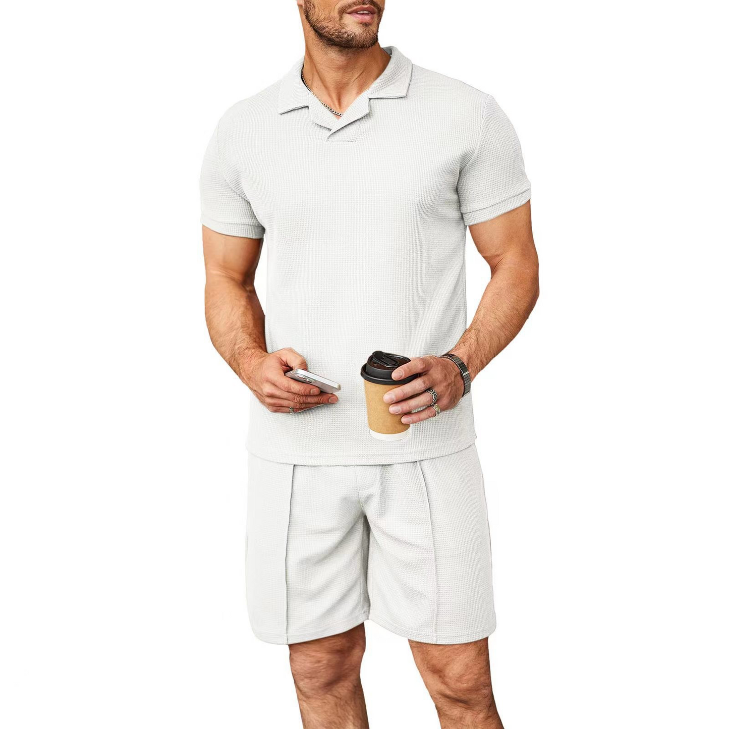 Polo + Korte Set - Pak Wafel Stijl Casual