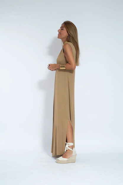 Elegante maxi-jurk met V-hals - Wenen