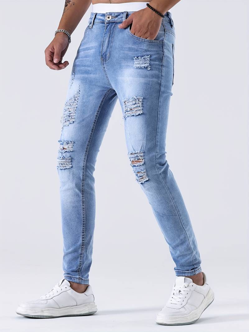 Sebastian - slim-fit jeans met casual scheuren