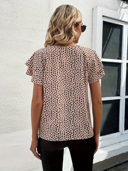 Roze blouse met zwarte print - Lisa