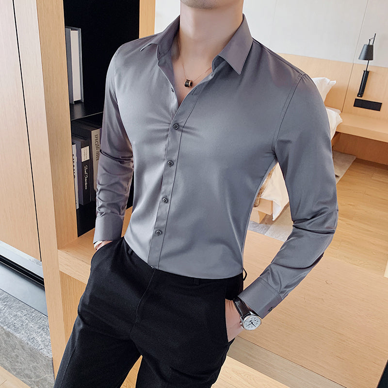 Elegant heren business overhemd met slim fit en Kent kraag