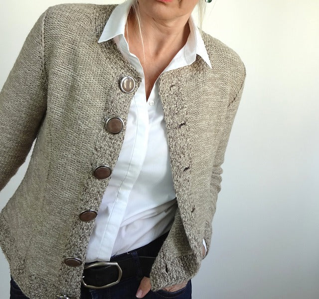 StrickSinn® - Khaki vest met lange mouwen en knoopsluiting