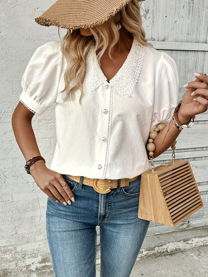 Witte blouse met kanten details Frieda