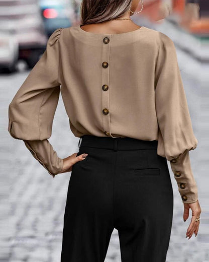 Effen blouse met lantaarnmouwen