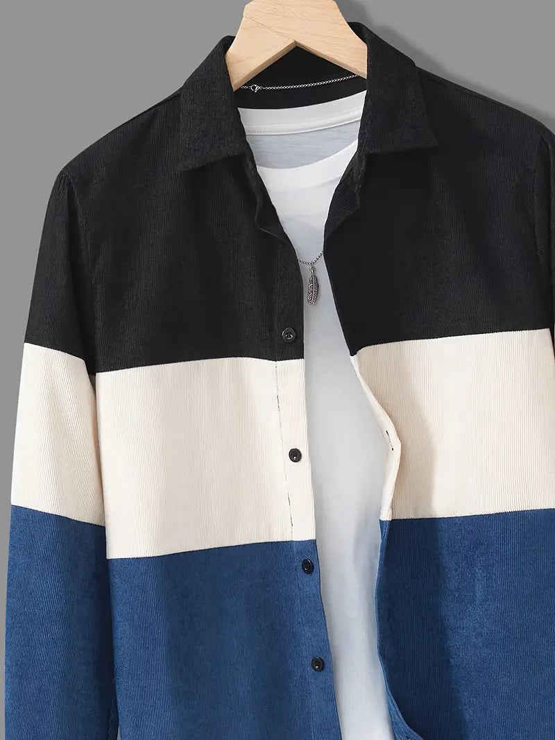 Patrick - casual colorblock overhemd met lange mouwen