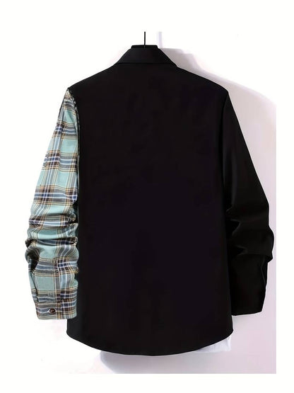 Alexander - dun colour block shirt met lange mouwen