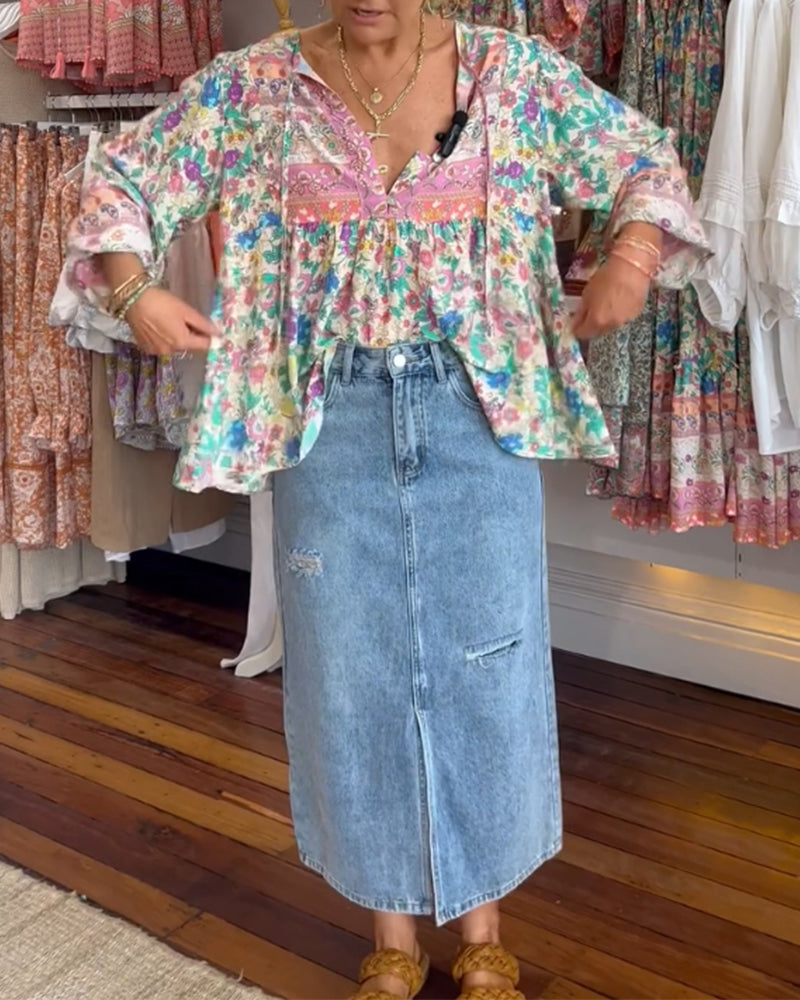 Casual blouse met kleurrijke bloemenprint