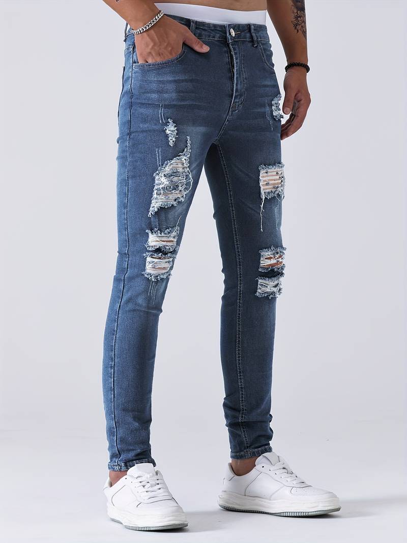 Sebastian - slim-fit jeans met casual scheuren