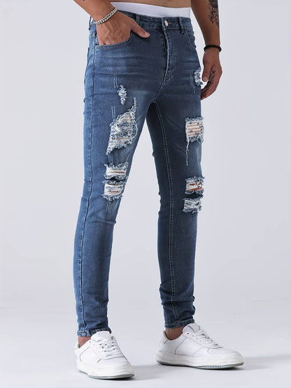 Sebastian - slim-fit jeans met casual scheuren