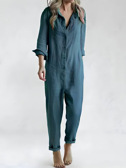 Casual jumpsuit met knoopsluiting