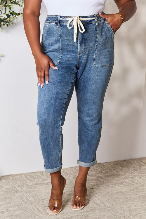 Rana - Denim jeans met hoge taille en trekkoord