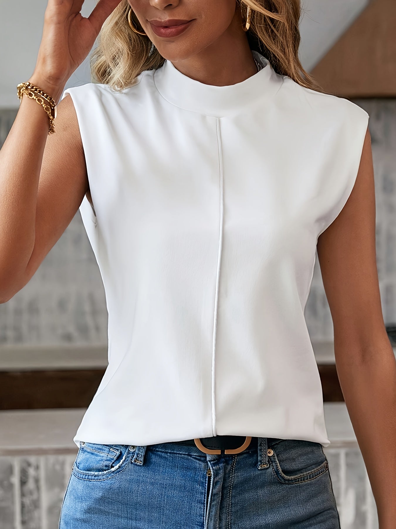 Witte elegante mouwloze blouse - Isabella