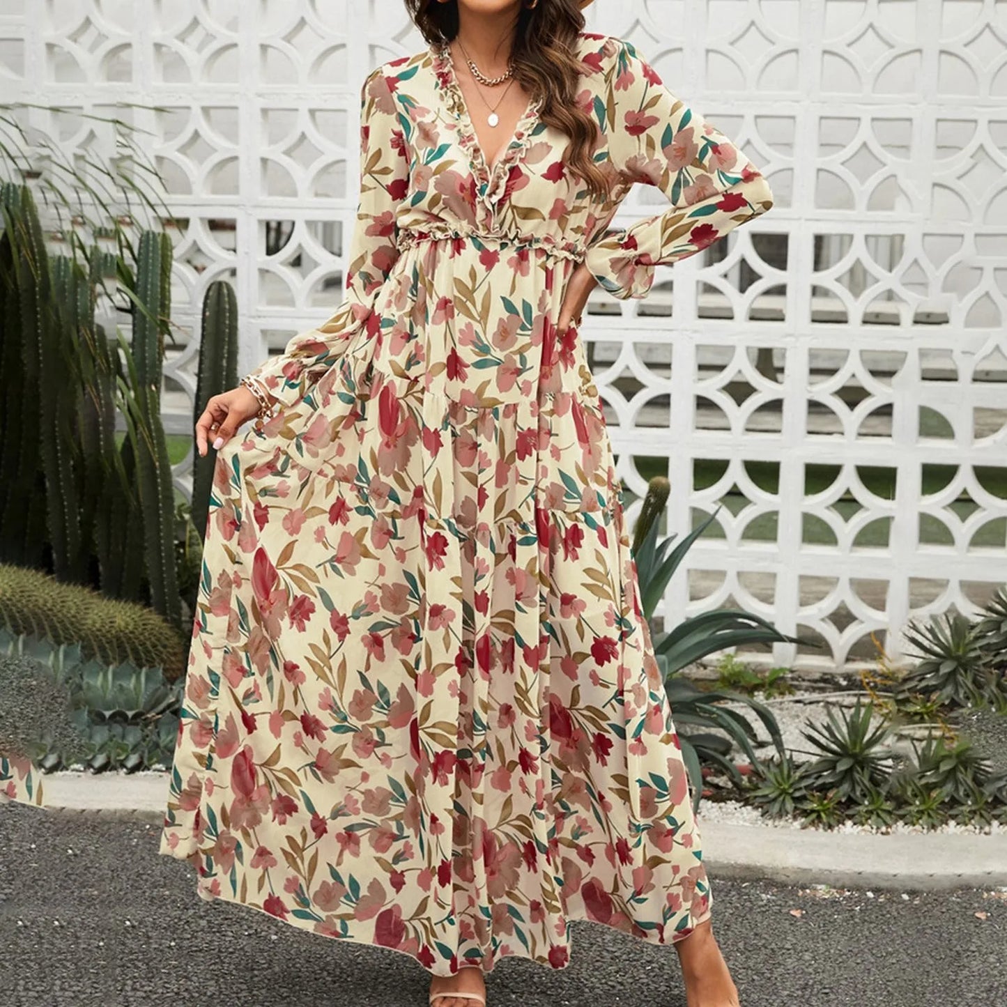 Carla's maxi jurk met bloemenprint