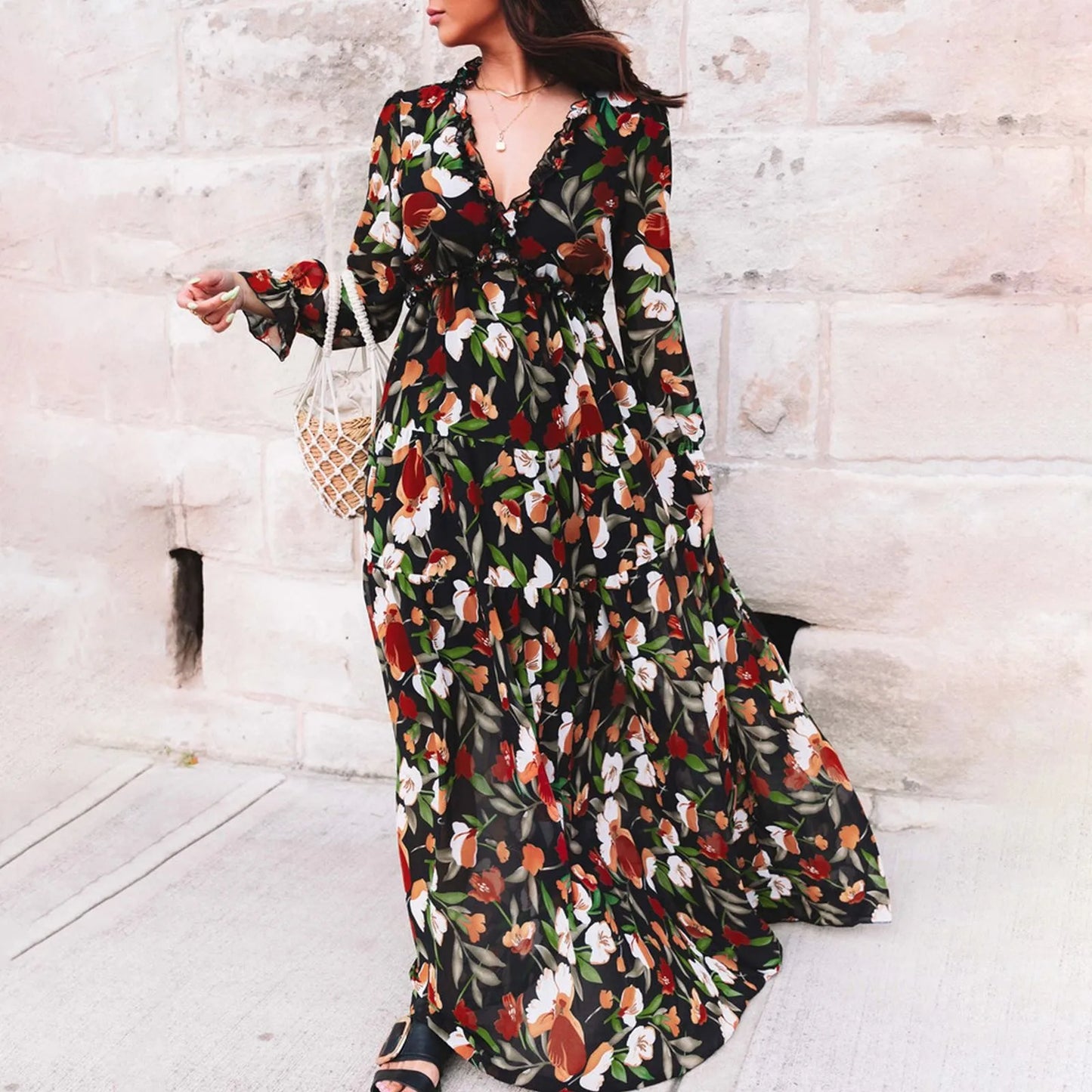 Carla's maxi jurk met bloemenprint