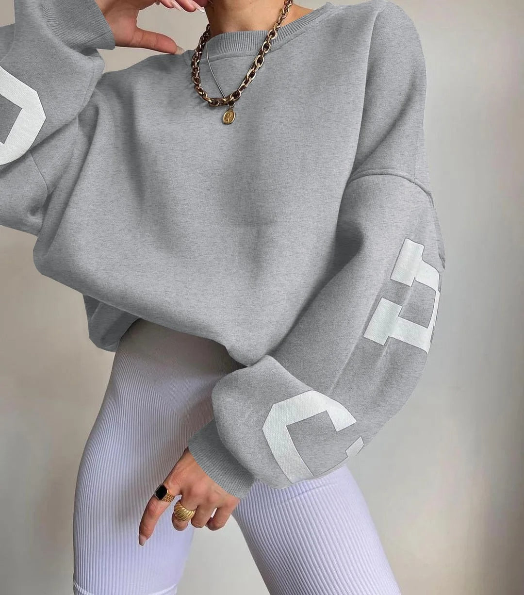 Clarissa Casual sweatshirt met letterpatroon