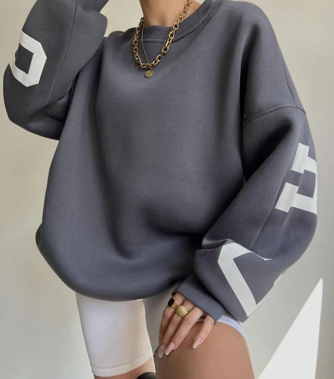 Clarissa Casual sweatshirt met letterpatroon