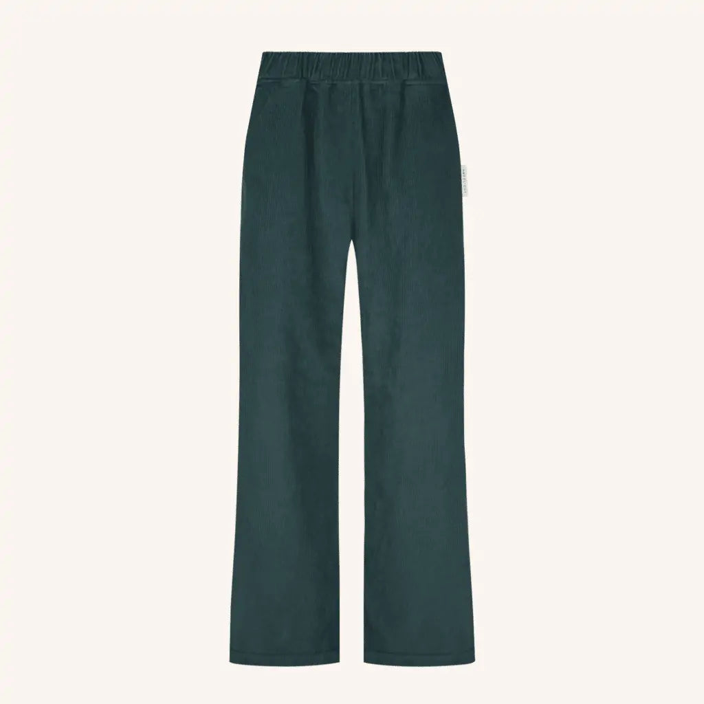 CORDUROY BROEK LINA | ZWART EN GROEN GEMAAKT VAN 100% BIOLOGISCH KATOEN