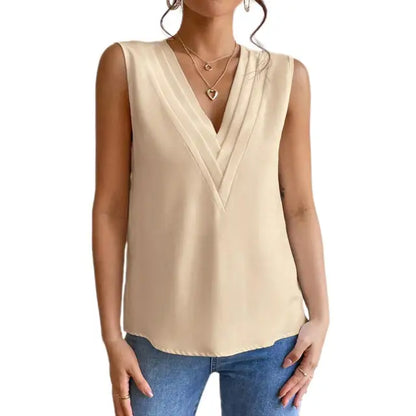 Beige blouse met V-hals - Sophie